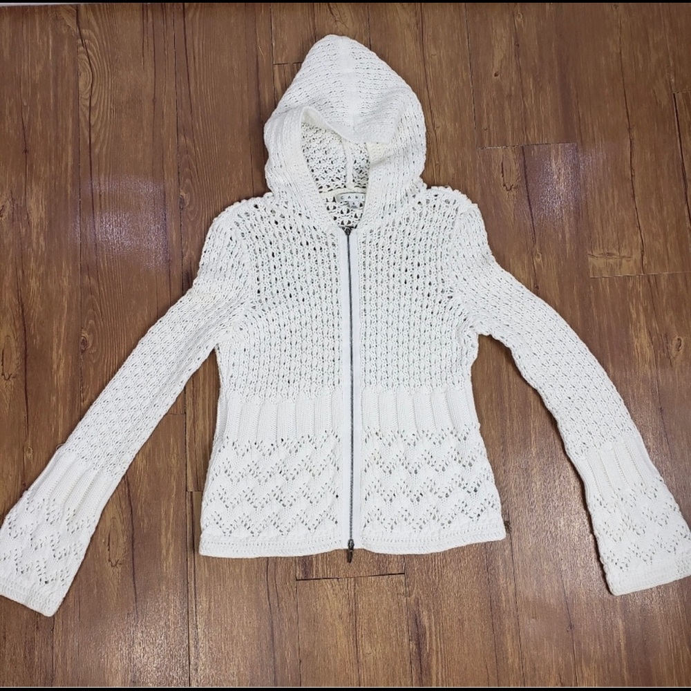 Cabi crocheted zip up hoodie